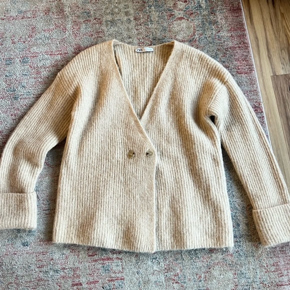 ZARA cream mohair oversized cardigan sweater Size Small - Picture 7 of 8